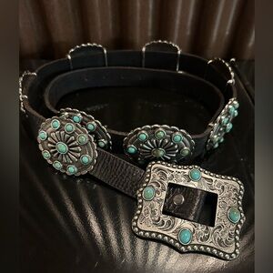Turquoise and Silver Western Concho Belt